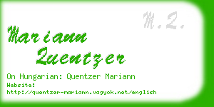 mariann quentzer business card